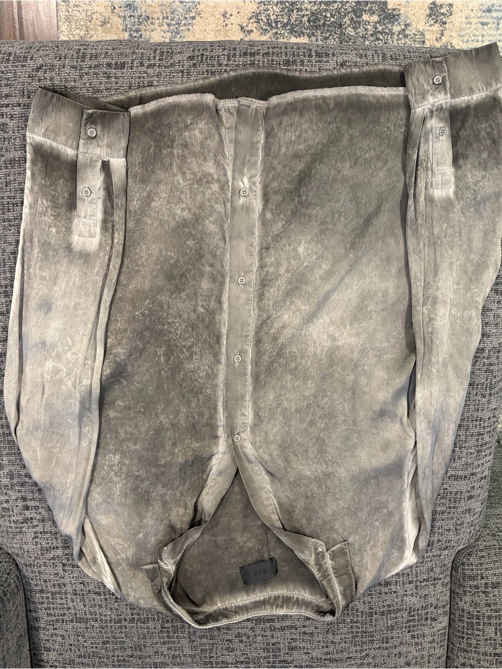 RtA Washed Gray Satin Button Shirt